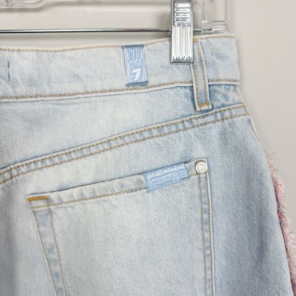7 FOR ALL MANKIND | Rainbow Fringe Light Wash Denim Skirt Women’s Size 29 (8) - Picture 10 of 13